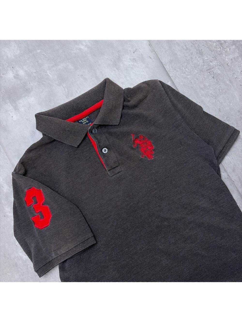 Y2K Grey U.S. Polo Assn Grunge Skater Big Pony Polo Shirt - Picture 5 of 7